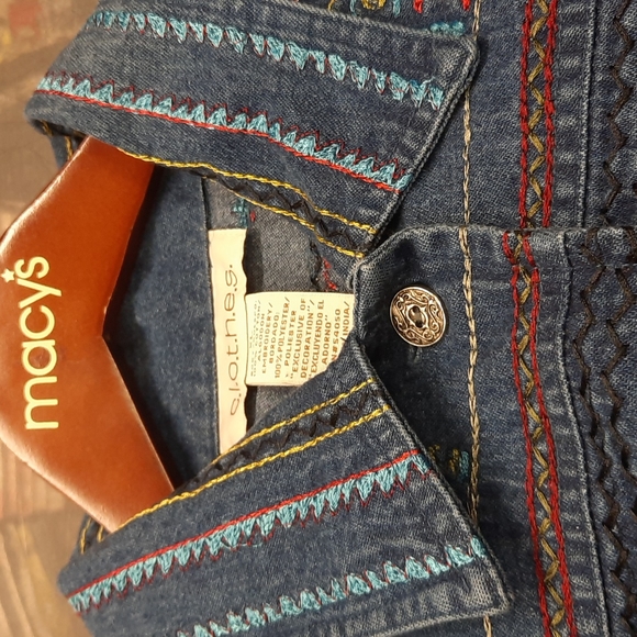 C.L.O.T.h.e.s denim 100% cotton beaded embroidery button up top - Picture 14 of 14